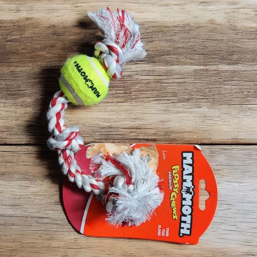 Mammoth Flossy Chews Rope Toy with Tennis Ball
